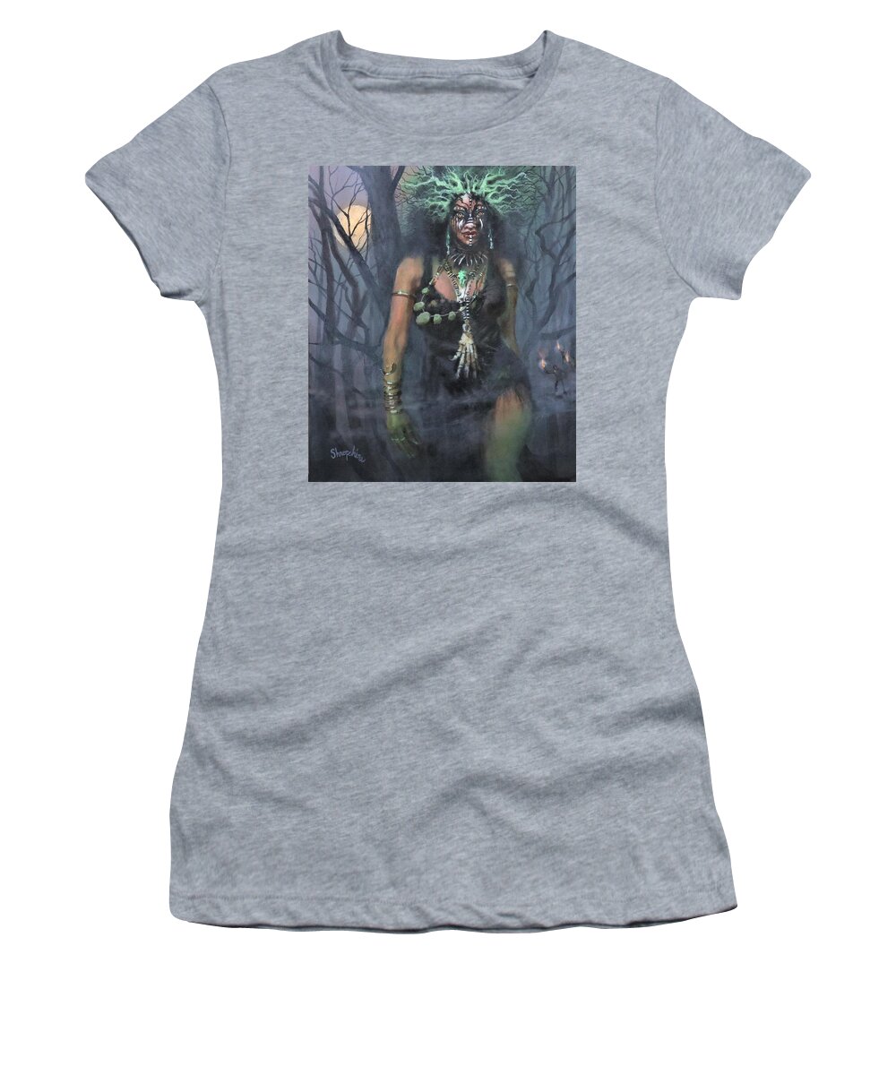  Voodoo Woman Women's T-Shirt featuring the painting Voodoo Woman by Tom Shropshire