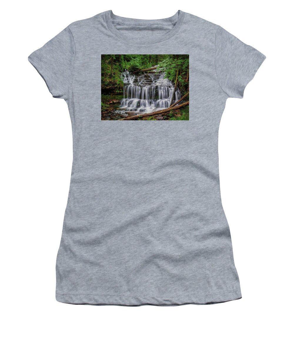 America Women's T-Shirt featuring the photograph Wagner Falls by Nick Zelinsky Jr