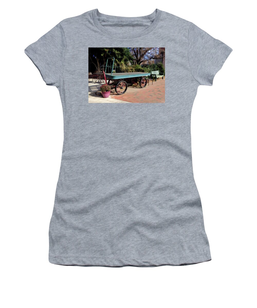 Wagon Women's T-Shirt featuring the photograph Wagon in Asheville by Roberta Byram