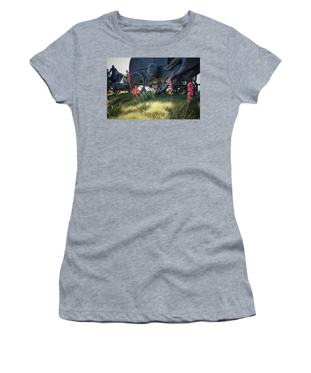 Wagon Women's T-Shirt featuring the photograph Wagon Wheels by Buck Buchanan