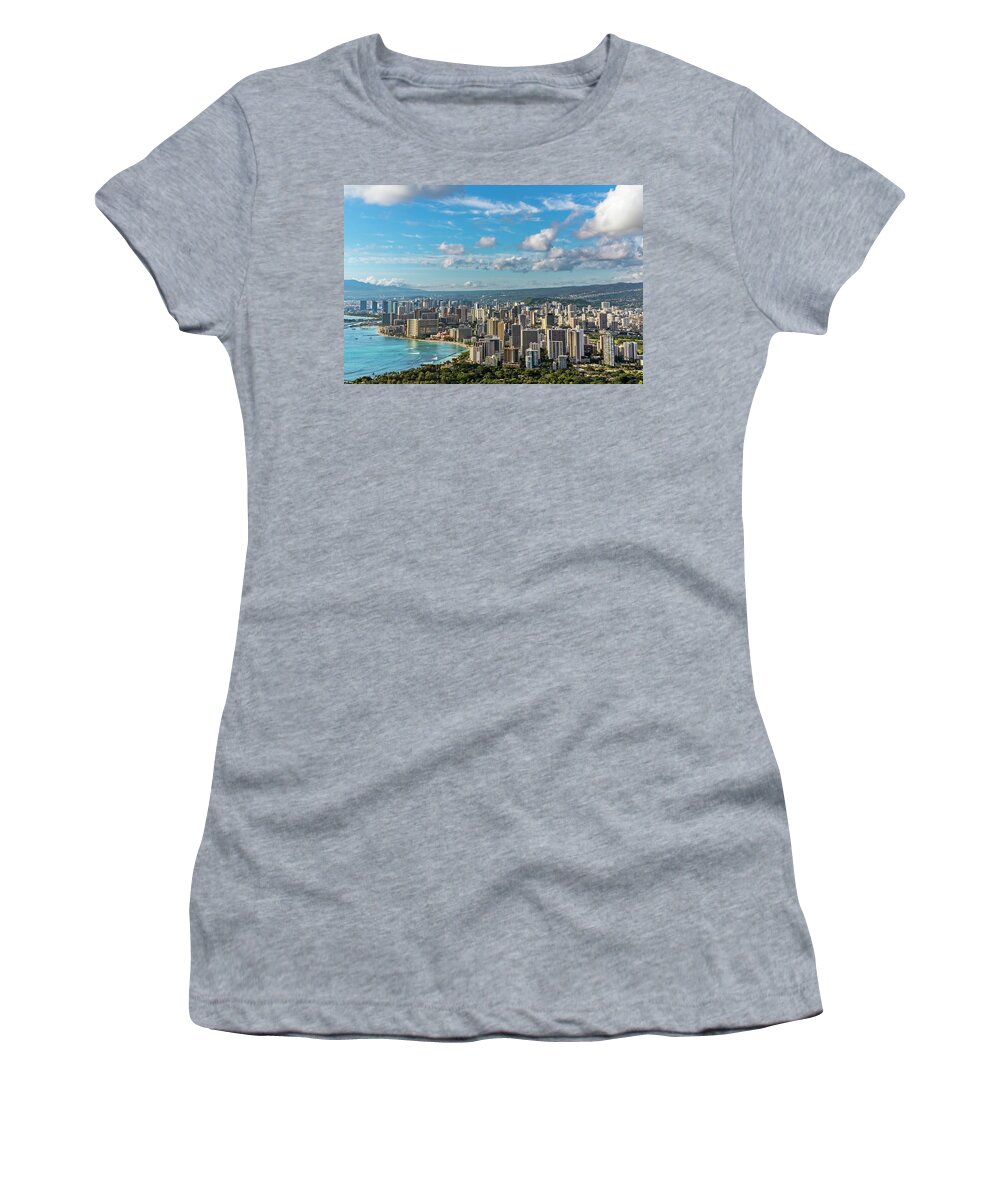 Hawaii Women's T-Shirt featuring the photograph Waikiki and Honolulu by Kelley King