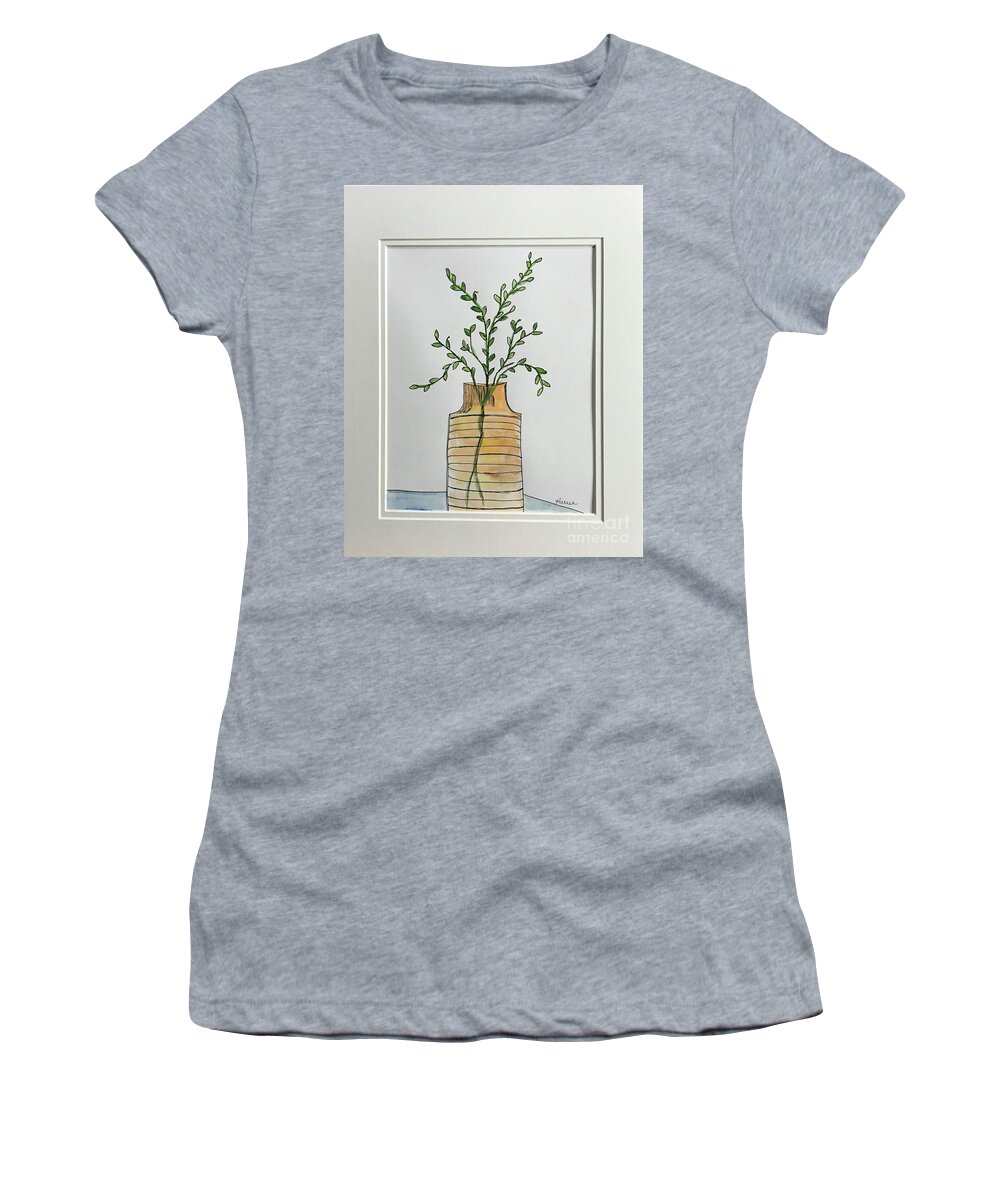 Watercolor And Ink Women's T-Shirt featuring the painting Waiting to Bloom by Theresa Honeycheck