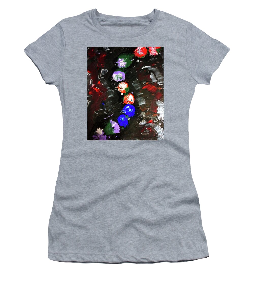 Flowers Women's T-Shirt featuring the painting Wandering Flowers by Anna Adams