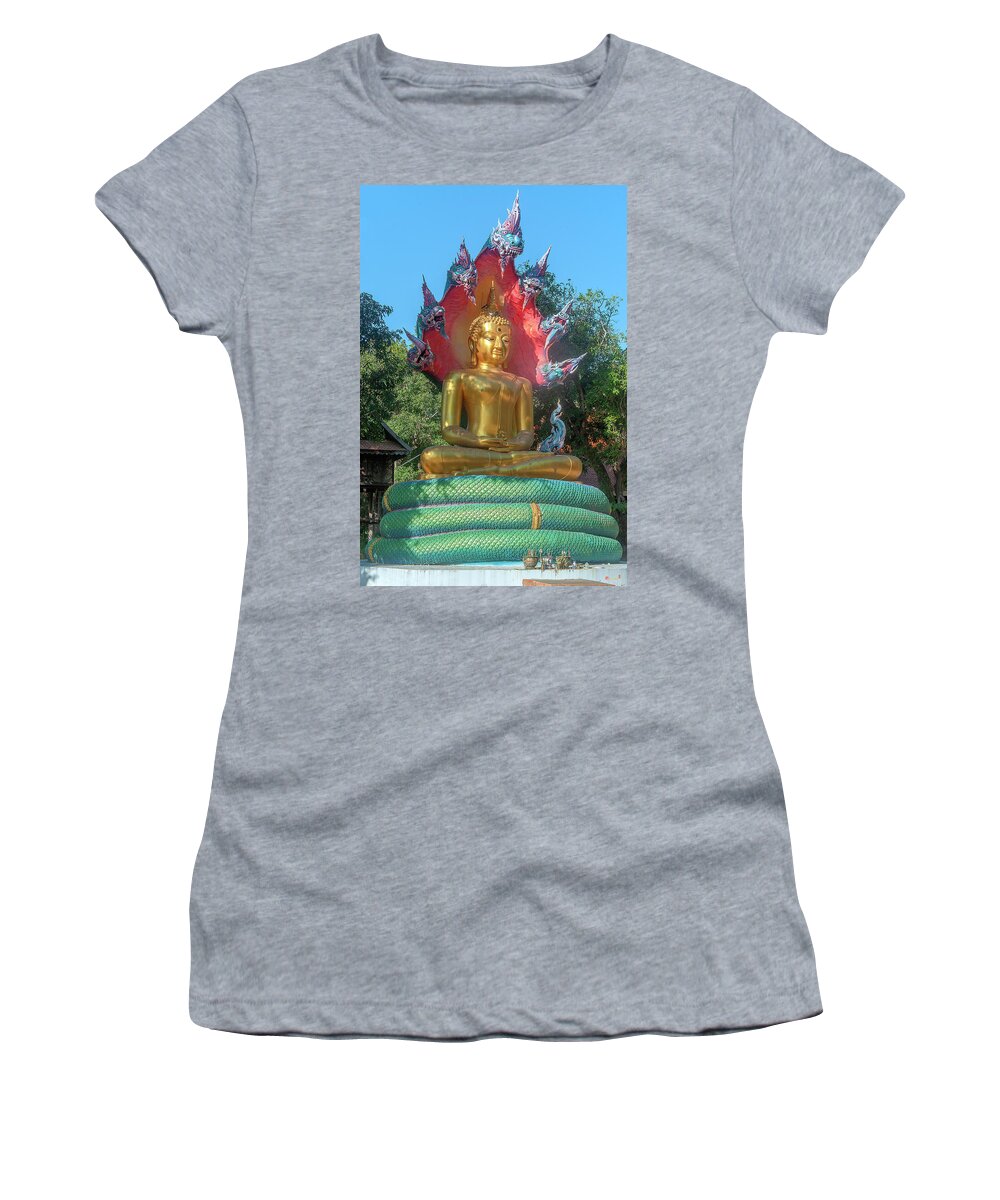 Scenic Women's T-Shirt featuring the photograph Wat Burapa Buddha Image on Naga Throne DTHU1397 by Gerry Gantt