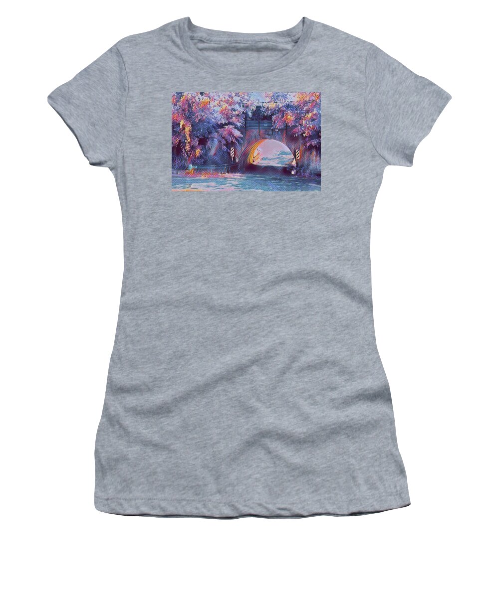 Bridge Women's T-Shirt featuring the photograph Water under the bridge by Dennis Baswell