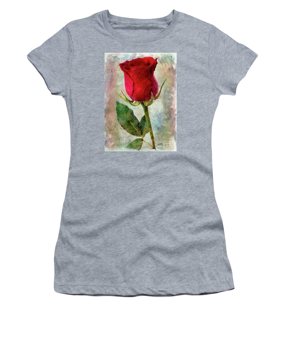 Rose Women's T-Shirt featuring the digital art Watercolor Red Rose by CAC Graphics