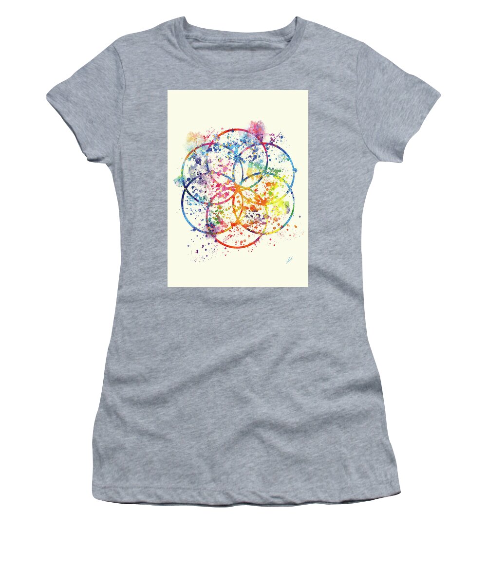 Watercolor Women's T-Shirt featuring the painting Watercolor - Sacred Geometry For Good Luck by Vart