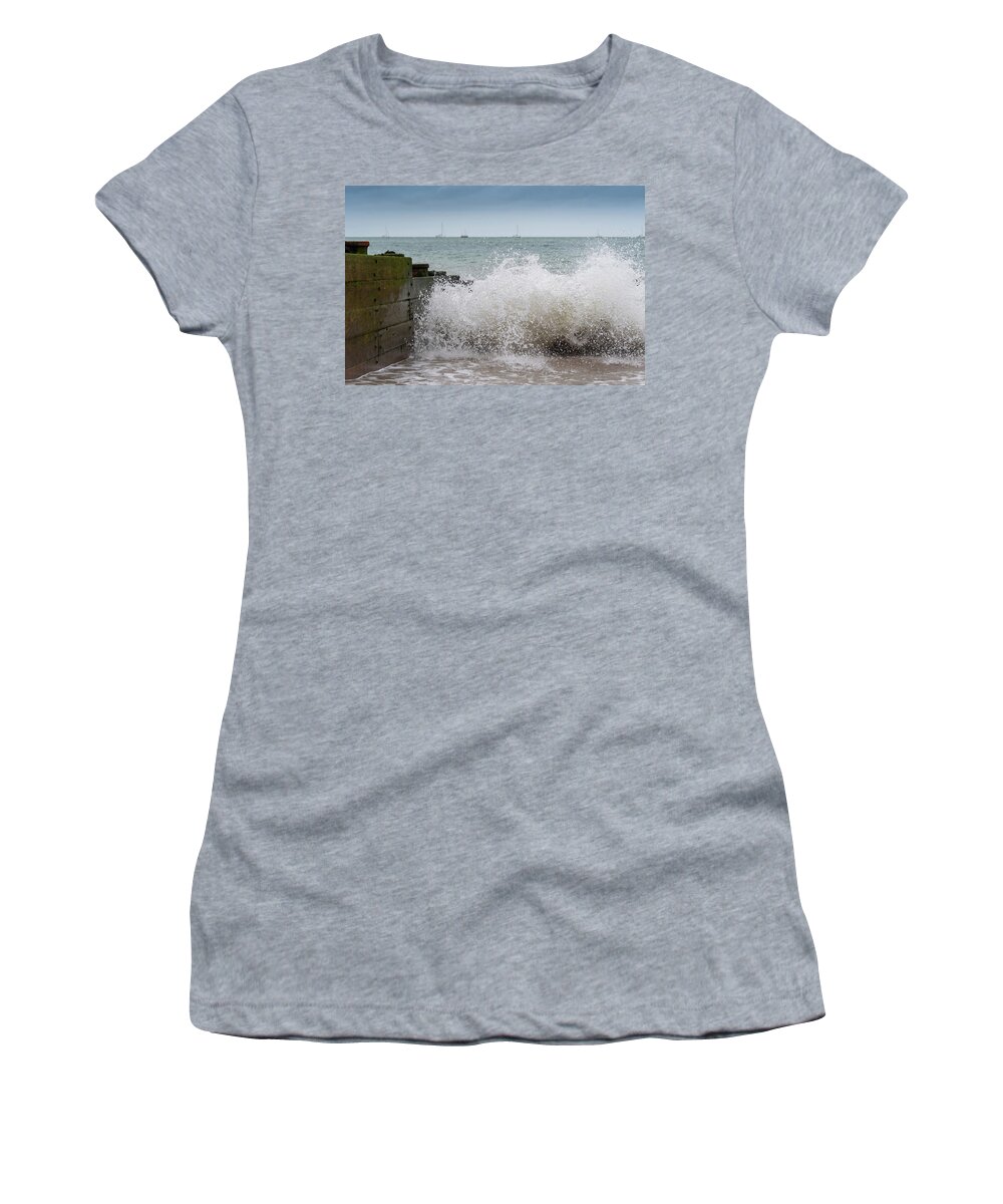 Eastbourne Women's T-Shirt featuring the photograph Wave splash by Andrew Lalchan