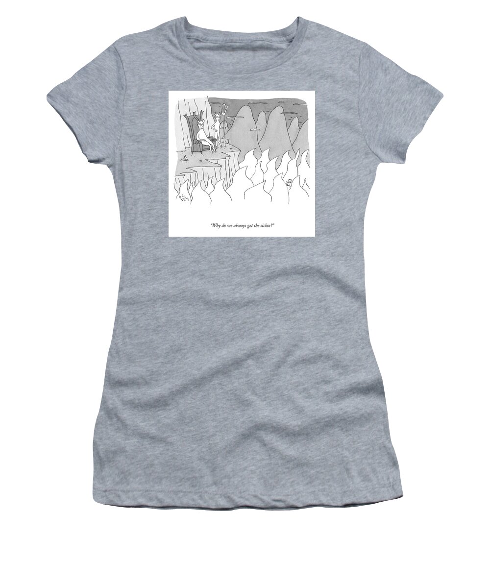 A24722 Women's T-Shirt featuring the drawing We Always get the Sickos by Peter C Vey