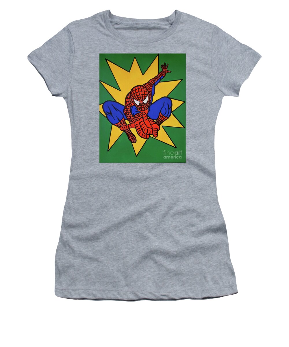 Marvel Women's T-Shirt featuring the painting Web Slinger by Elena Pratt