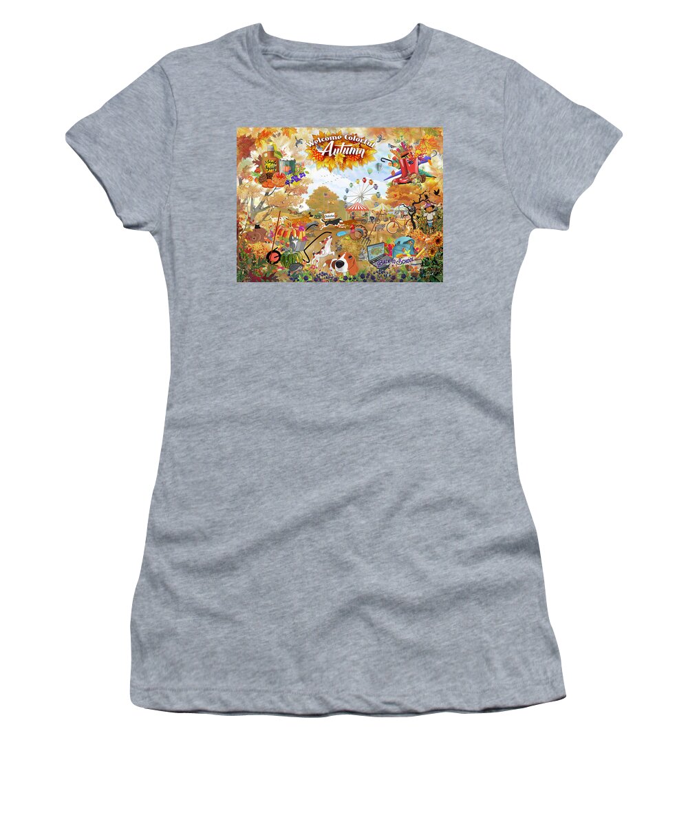 Autumn Women's T-Shirt featuring the digital art Welcome Colorful Autumn by Evie Cook