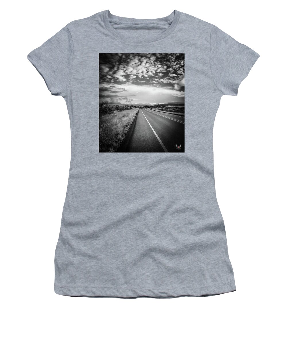 Oldwest Women's T-Shirt featuring the photograph West Texas in BW by Pam Rendall