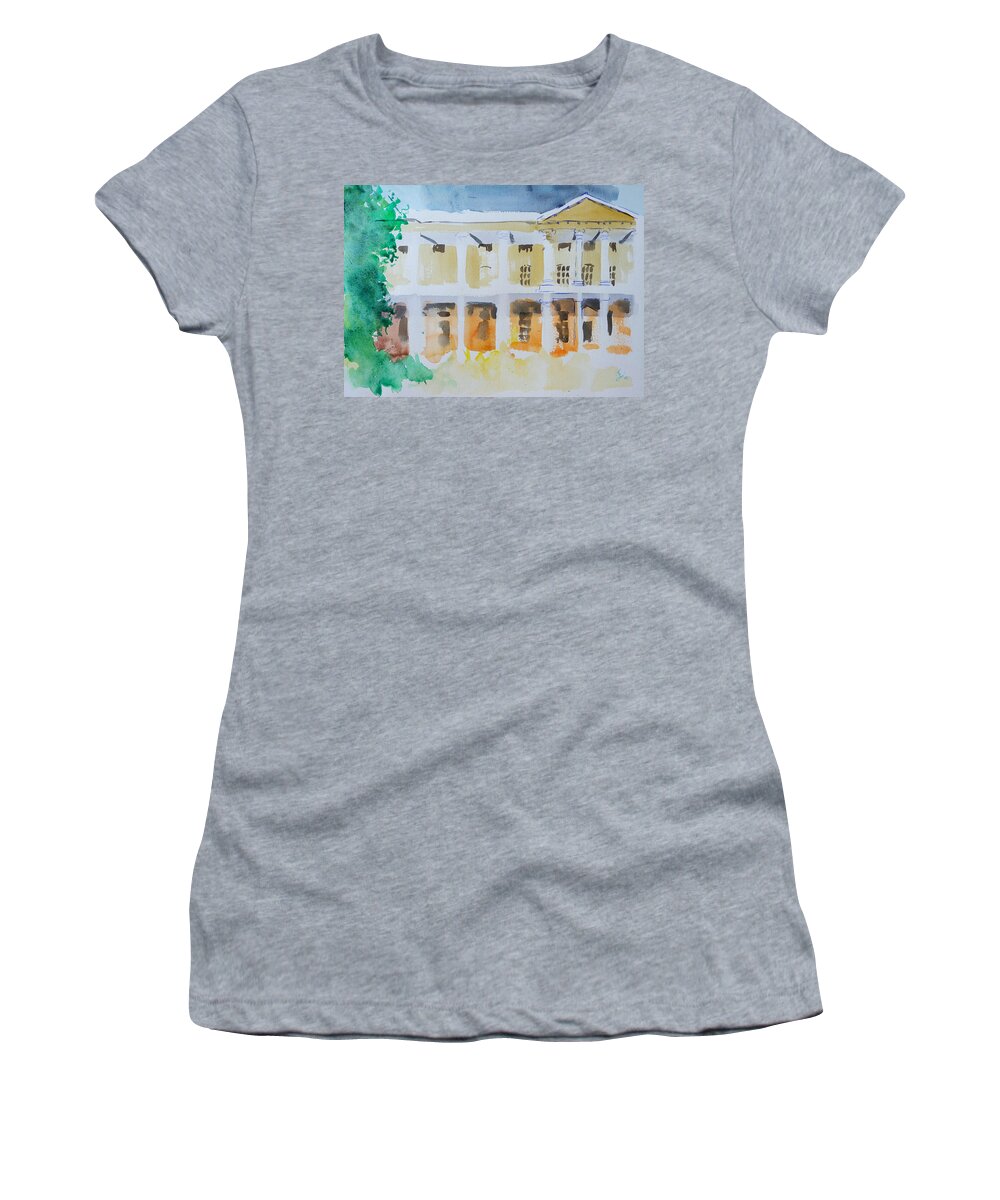 West Wycombe House Women's T-Shirt featuring the painting West Wycombe House impressionist watercolor painting by Mike Jory