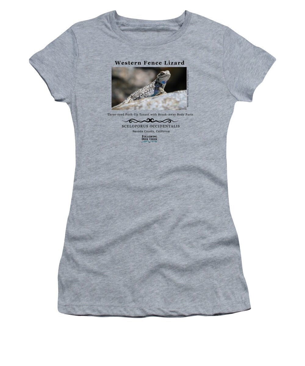 Blue Belly Lizard Women's T-Shirt featuring the digital art Western Fence Lizard by Lisa Redfern