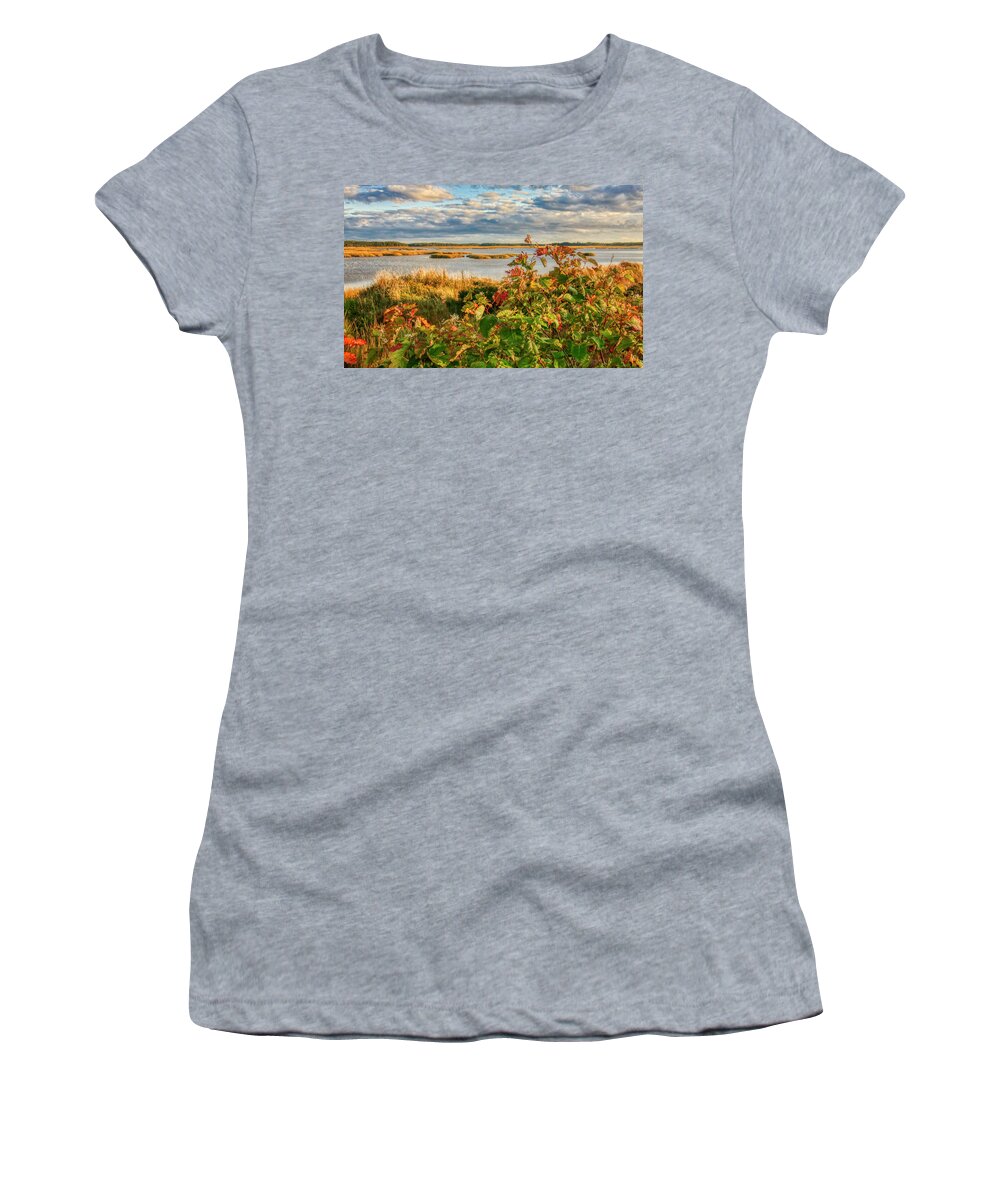 Cape Breton Women's T-Shirt featuring the photograph Wetlands Cape Breton Nova Scotia by Tatiana Travelways
