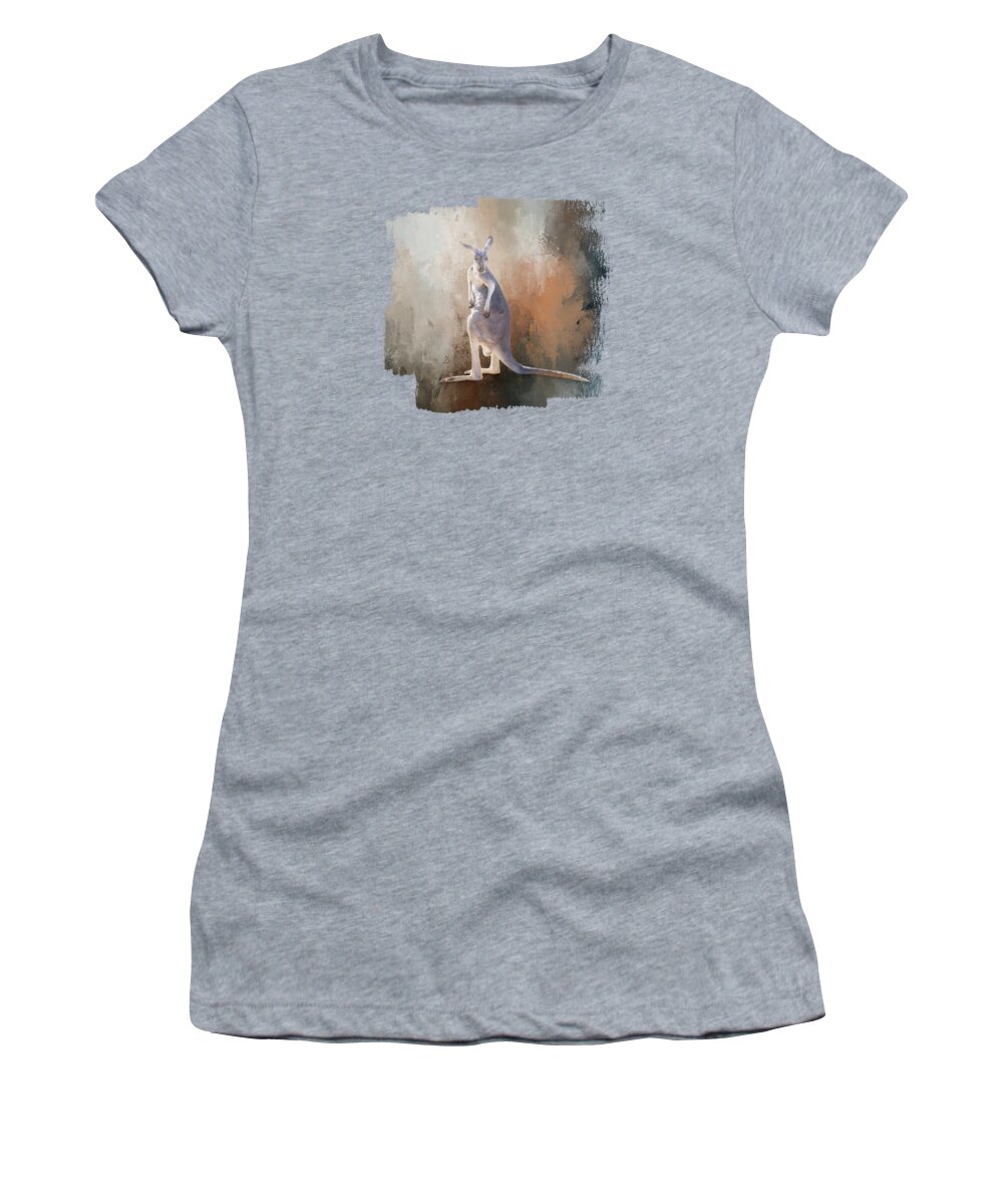 Kangaroo Women's T-Shirt featuring the photograph What Did You Say Three by Elisabeth Lucas