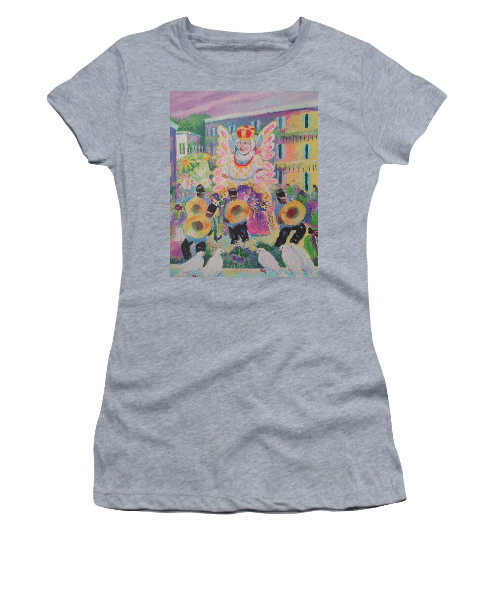Mardi Gras Women's T-Shirt featuring the painting When the Saints Go Marching In---Mardi Gras King Rex by ML McCormick