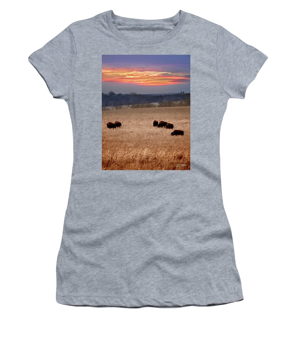 Kansas Women's T-Shirt featuring the photograph Where The Buffalo Roam by Rod Seel