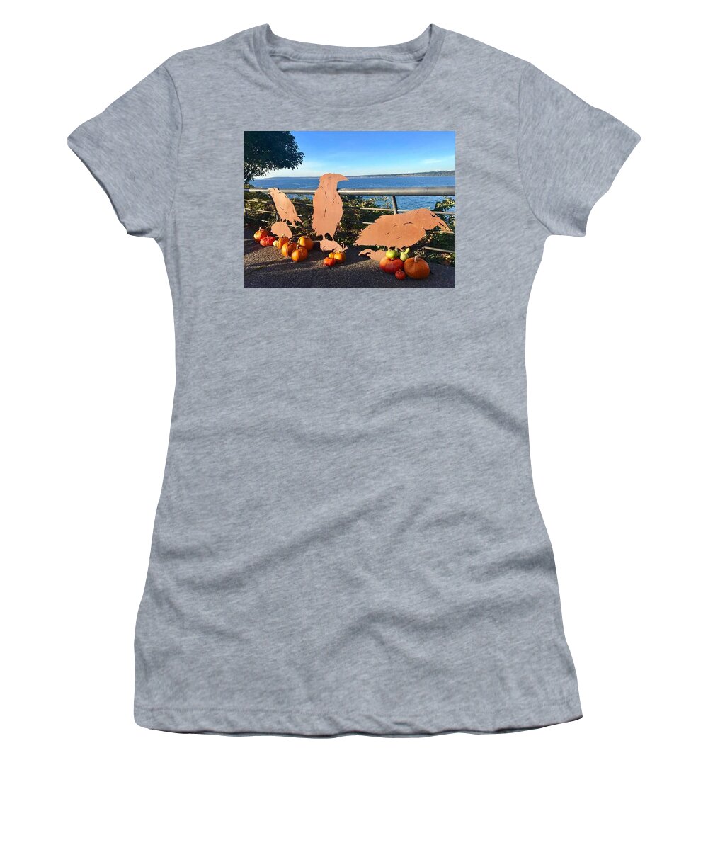 Pumpkins Women's T-Shirt featuring the photograph Whidbey Island Pumpkins by Kristina Deane