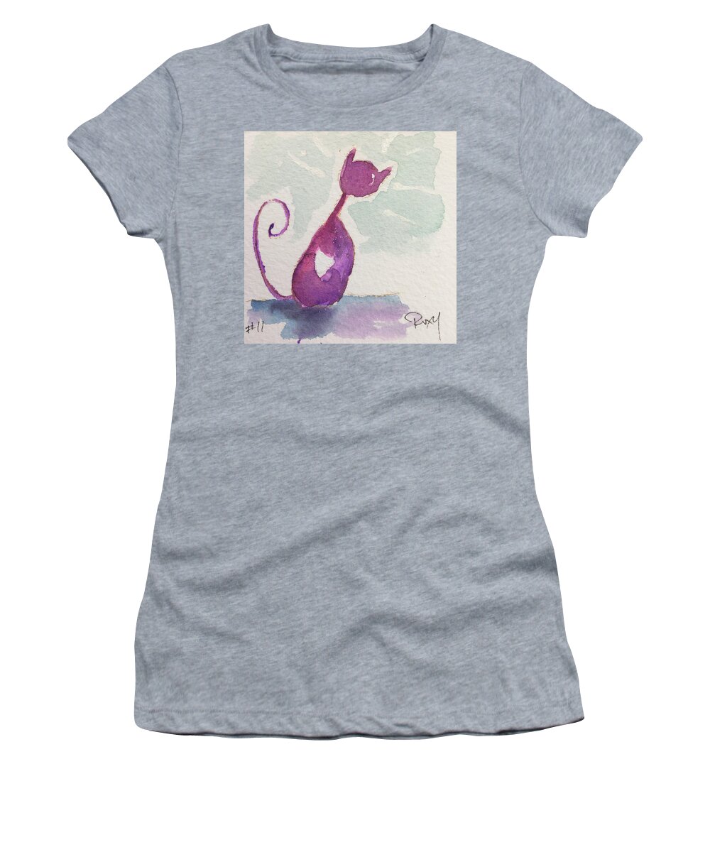 Whimsy Women's T-Shirt featuring the painting Whimsy Kitty 11 by Roxy Rich