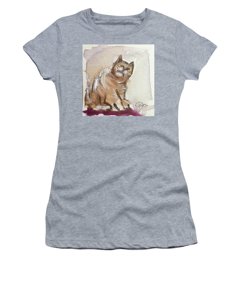 Whimsy Women's T-Shirt featuring the painting Whimsy Kitty 4 by Roxy Rich