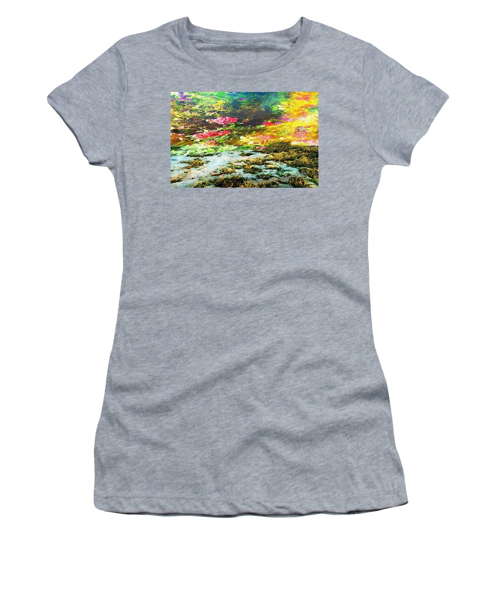 Digital Spring Season Weather Snow Women's T-Shirt featuring the digital art Whispers of Spring by Bob Shimer