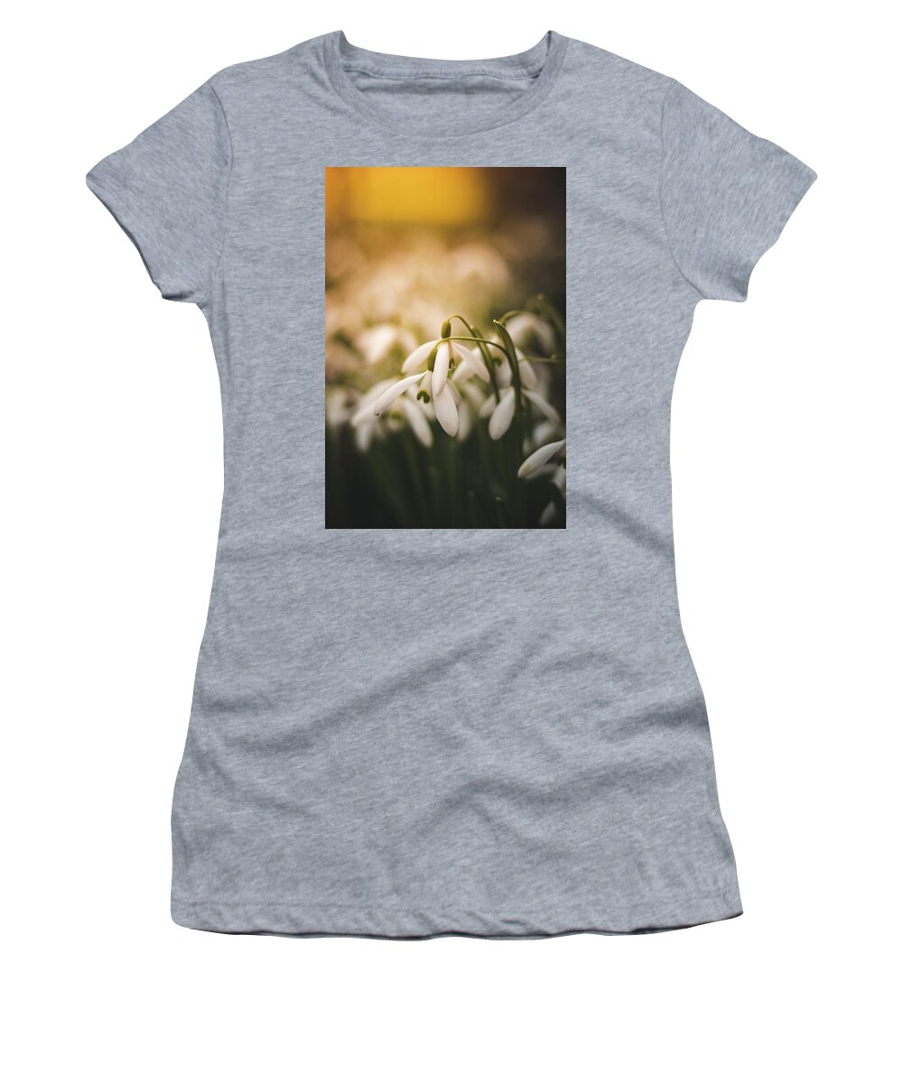 Europe Women's T-Shirt featuring the photograph White common snowdrop - prank of nature by Vaclav Sonnek