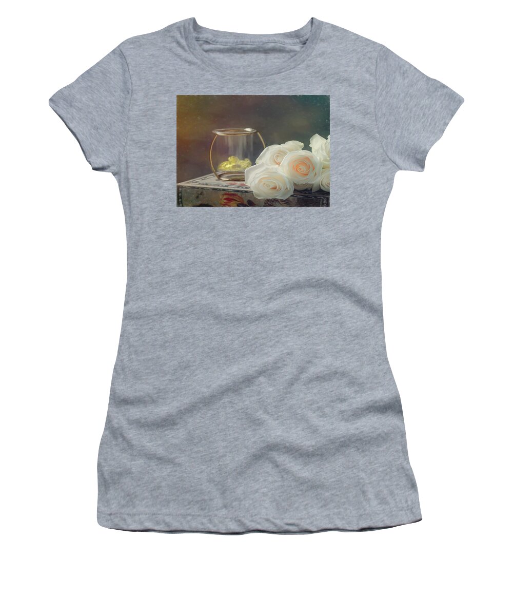 Roses Women's T-Shirt featuring the photograph White Fluff of Roses by Sylvia Goldkranz