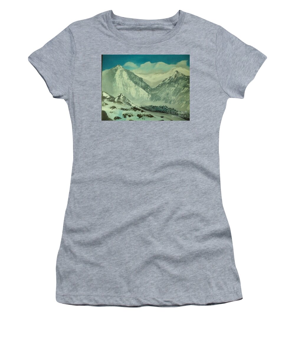 Landscape Women's T-Shirt featuring the painting White Mountain N.H # 230 by Donald Northup