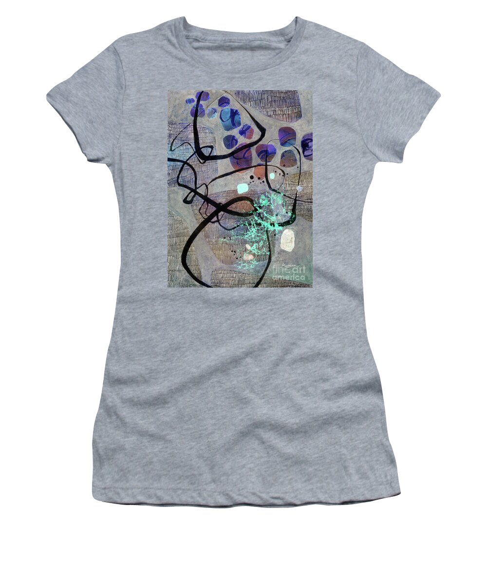Abstract Women's T-Shirt featuring the painting White Passage 1 - Inversion by Hailey E Herrera