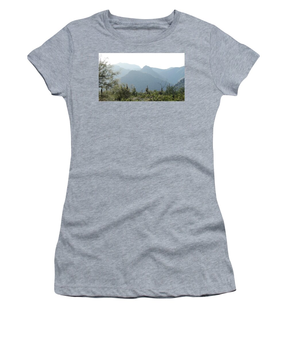 White Tank Mountain Women's T-Shirt featuring the photograph White Tank Mountain by Bill Tomsa