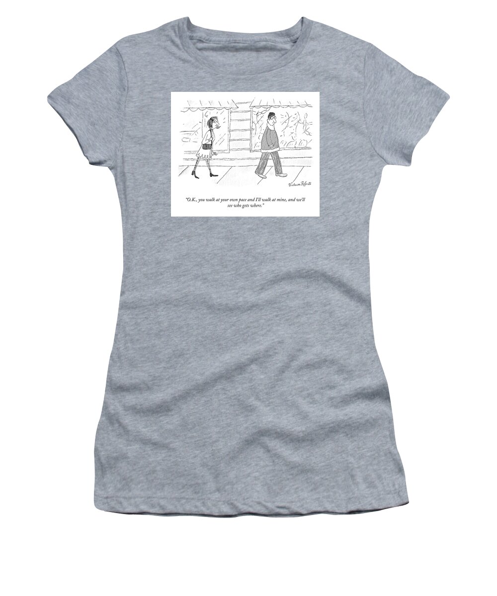 A27463 Women's T-Shirt featuring the drawing Who Gets Where by Victoria Roberts