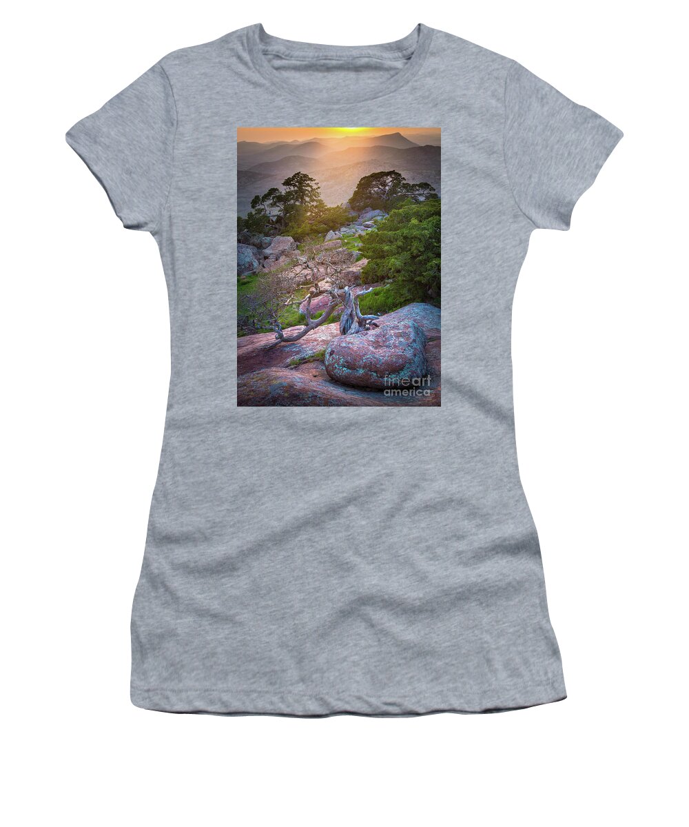 America Women's T-Shirt featuring the photograph Wichita Mountains Sunset by Inge Johnsson