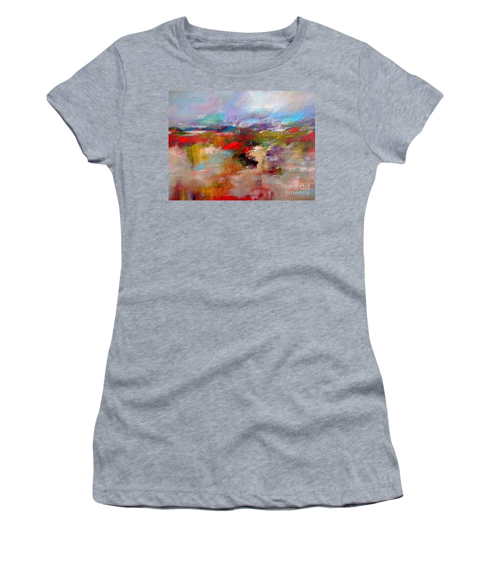 Wild Irish Abstract Landscape Paintings A Vibrant Painting Of Email Artistpixi@gmail.com To Subscribe To My Mailing List Women's T-Shirt featuring the painting Wild irish abstract landscape paintings by Mary Cahalan Lee - aka PIXI