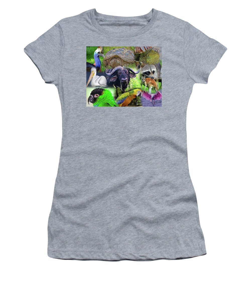 Wildlife Women's T-Shirt featuring the photograph Wildlife Collage by Bill Barber