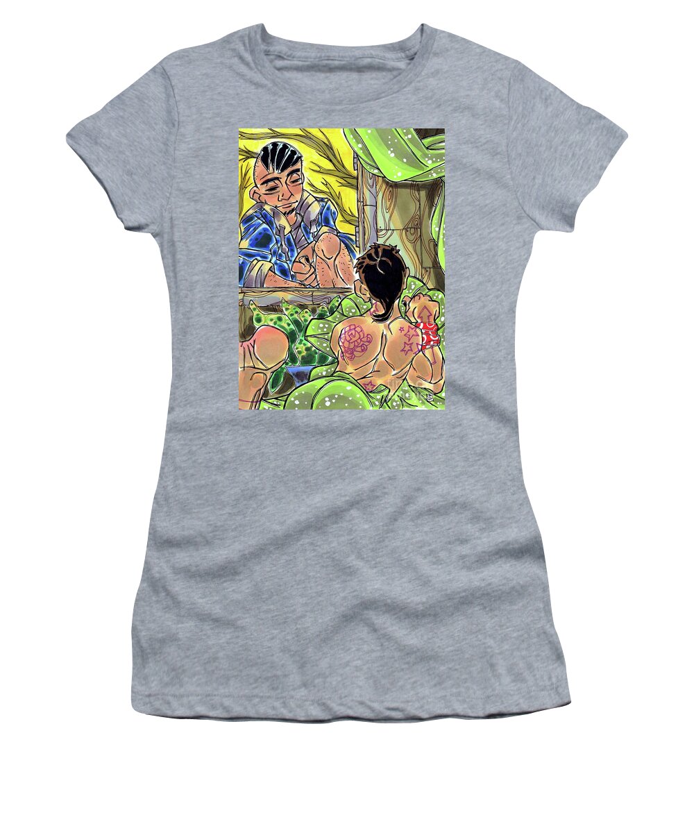 Shannon Hedges Women's T-Shirt featuring the drawing Window Visitor by Shannon Hedges