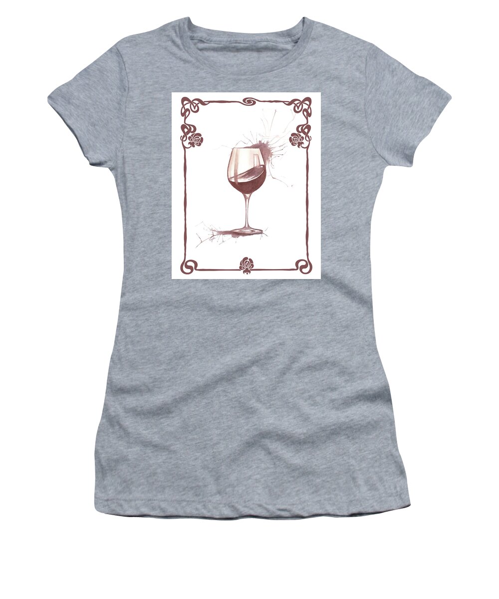 Wine Women's T-Shirt featuring the painting Wine - Art Nouveau by Laura Taylor