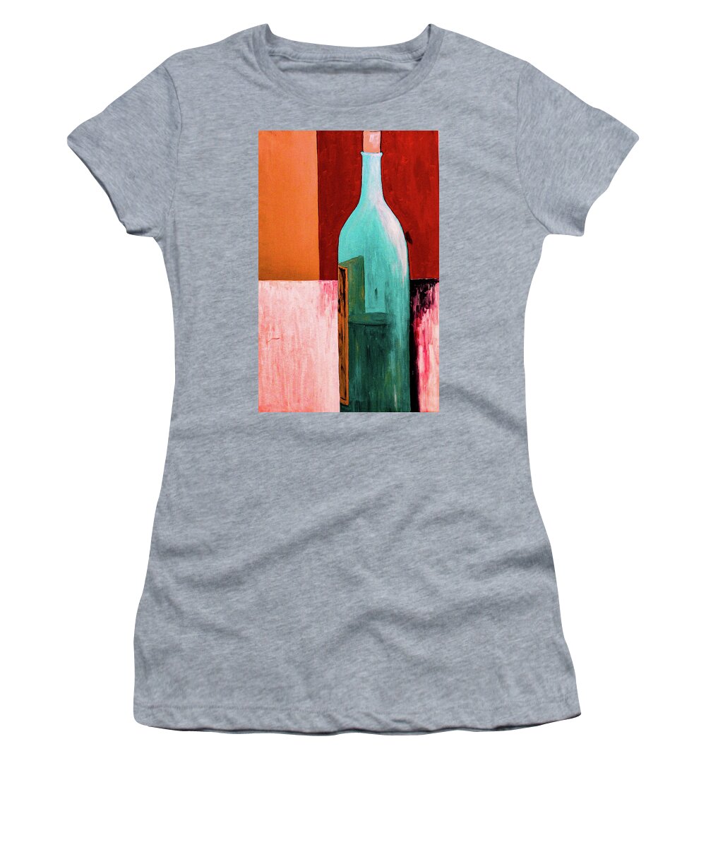 Wine Women's T-Shirt featuring the painting Wine Bottle by Ted Clifton