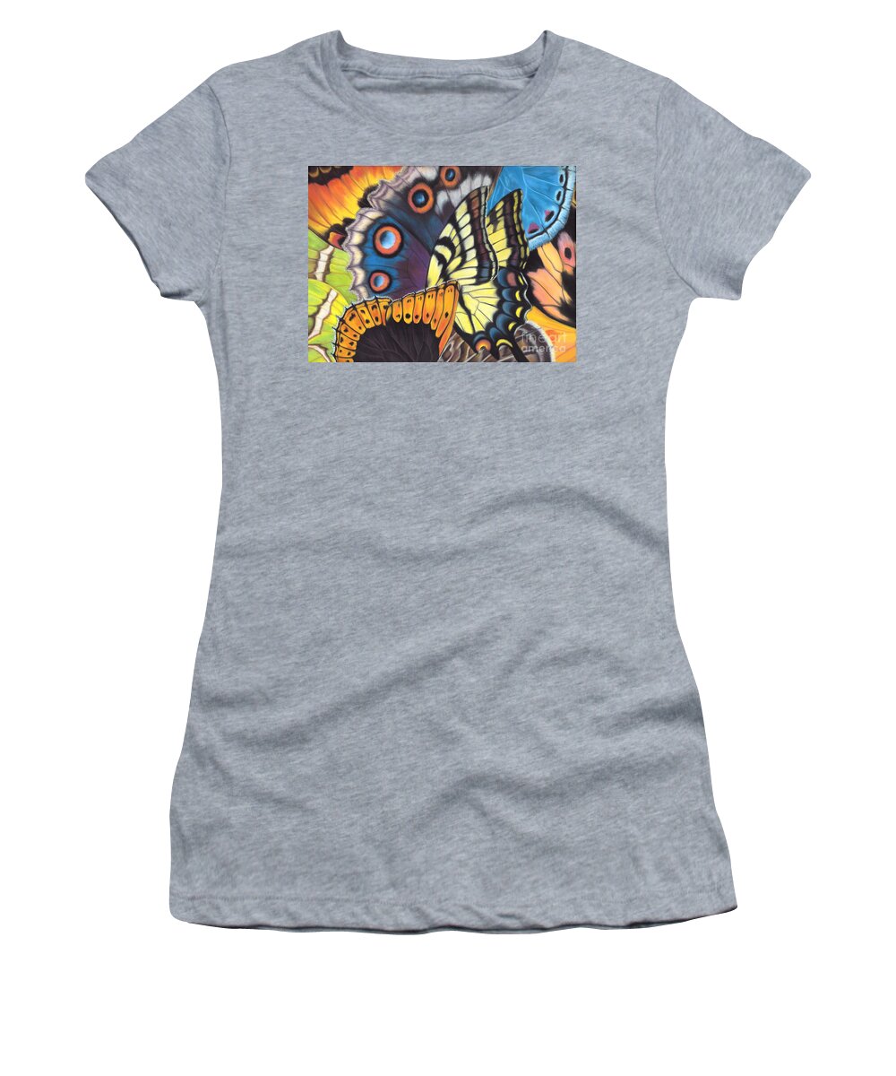 Butterflies Women's T-Shirt featuring the painting Wings of North Amerca by Lucy Arnold
