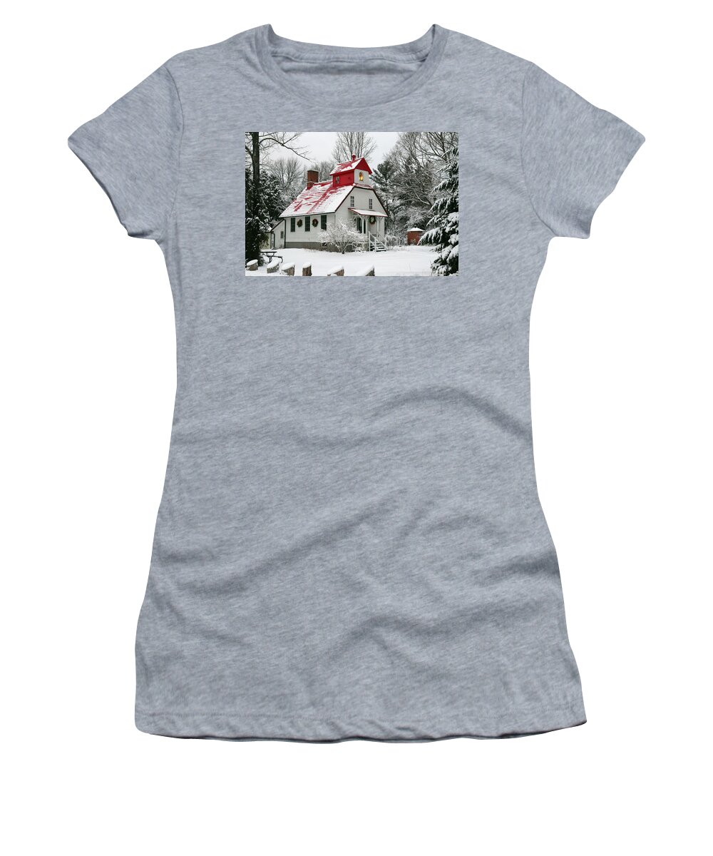 1869 Women's T-Shirt featuring the photograph Winter at the Baileys Harbor Rear Range Light by David T Wilkinson