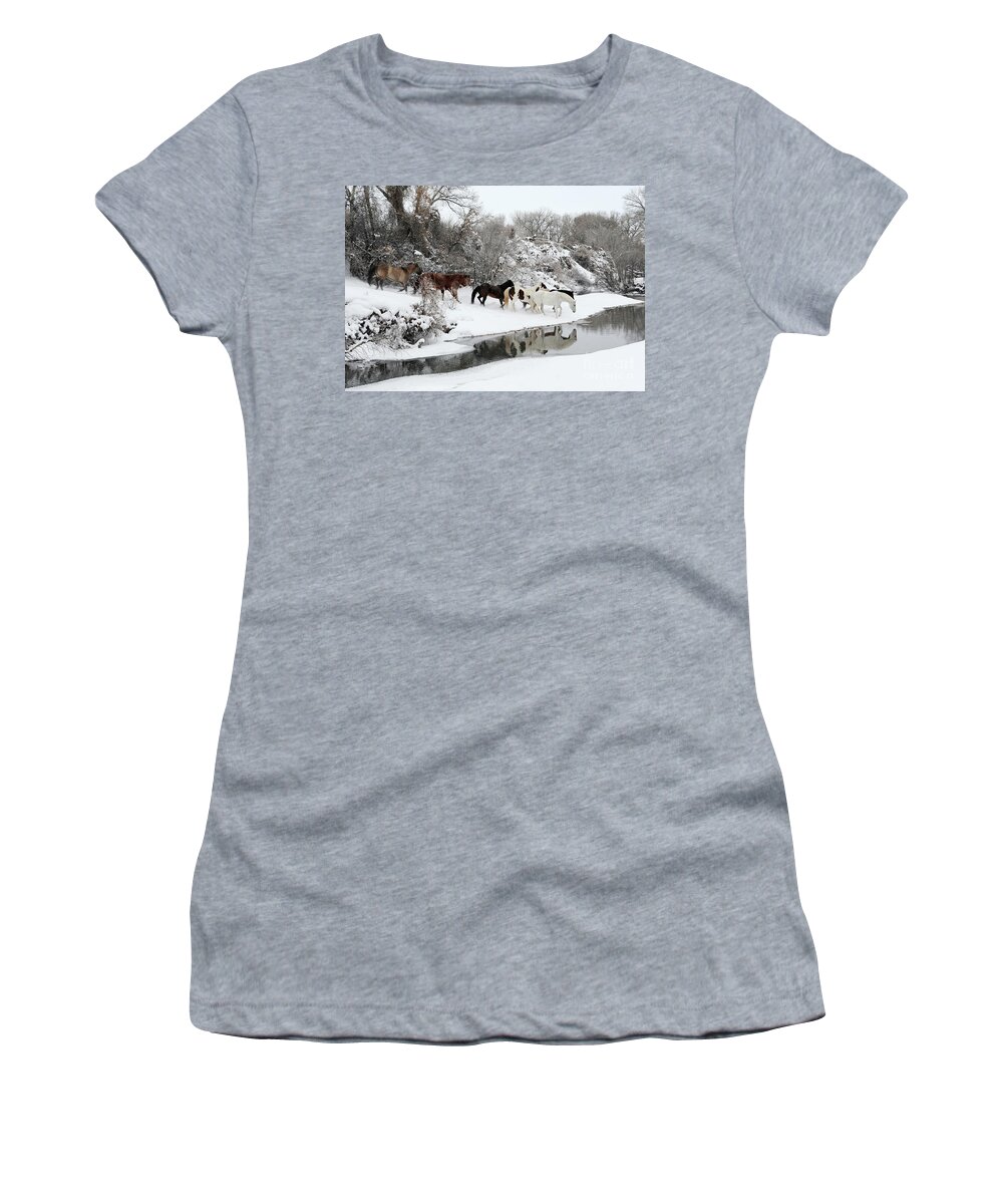 Hideout Ranch Women's T-Shirt featuring the photograph Winter at the Hideout by Carien Schippers