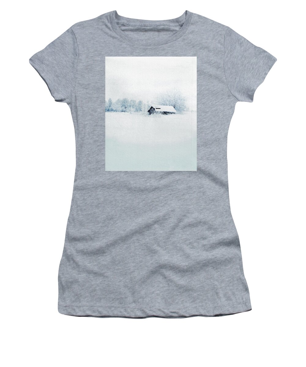 Winter Scenes Women's T-Shirt featuring the mixed media Winter Refuge by Colleen Taylor