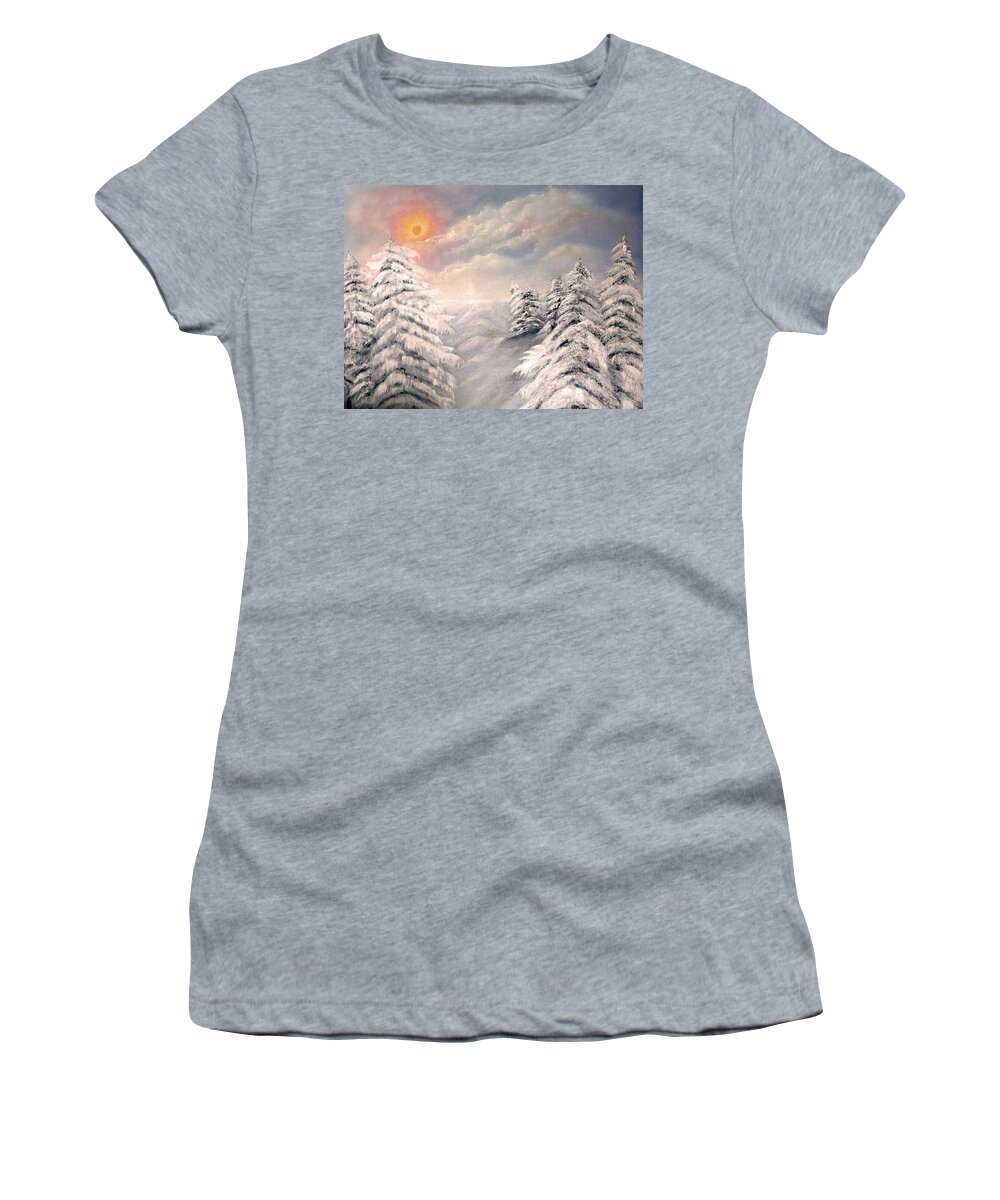 Pinetrees Women's T-Shirt featuring the painting Winter Sun by Medea Ioseliani