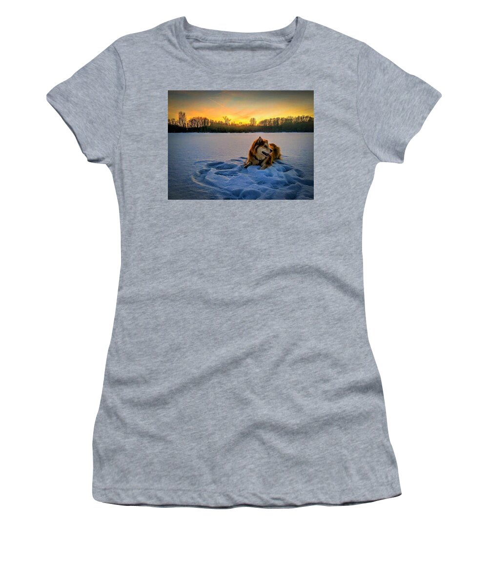  Women's T-Shirt featuring the photograph Winter Sunset by Brad Nellis