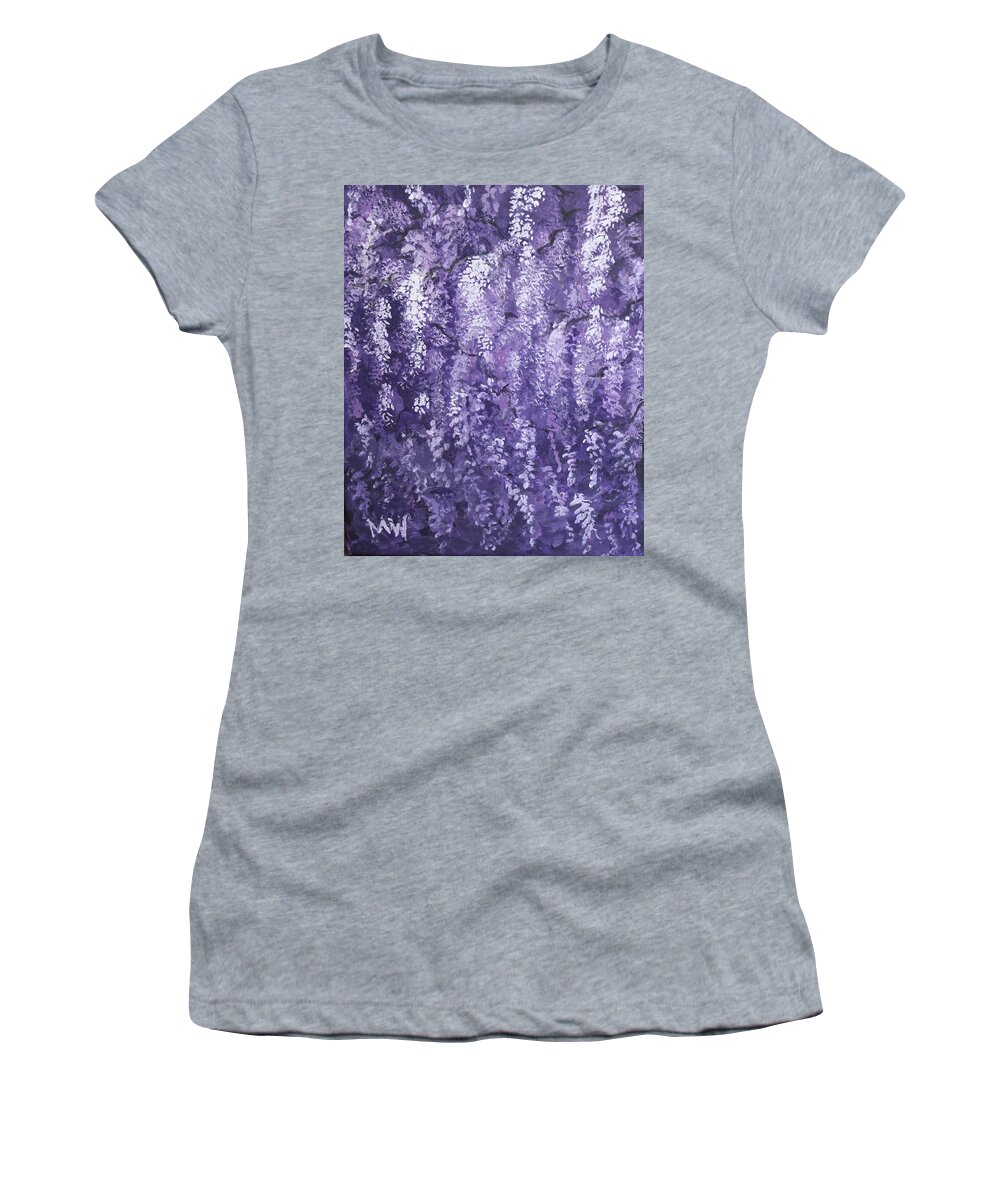 Florals Women's T-Shirt featuring the painting Wisteria forest by Megan Walsh