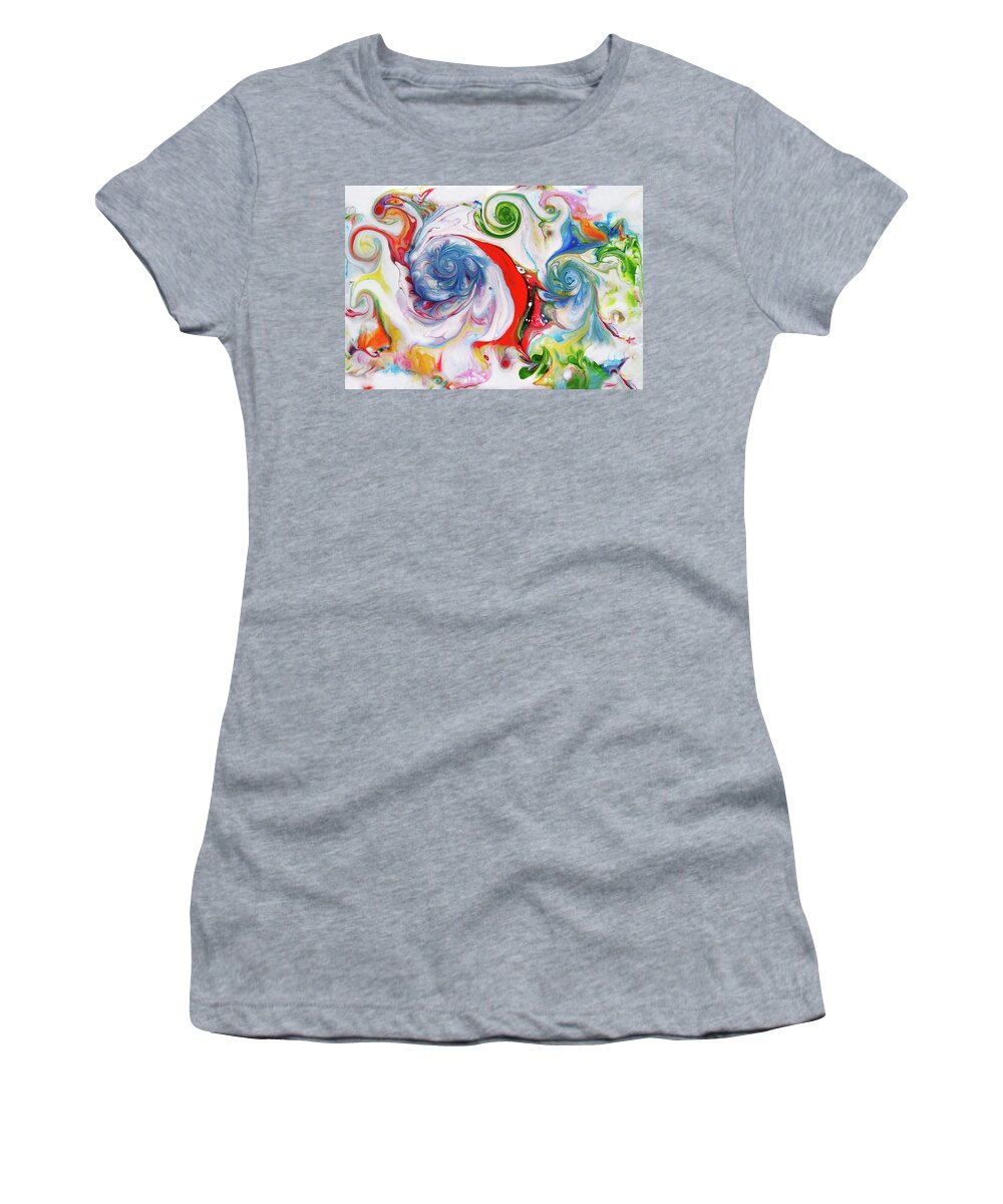 Colorful Women's T-Shirt featuring the painting With The Flow by Deborah Erlandson