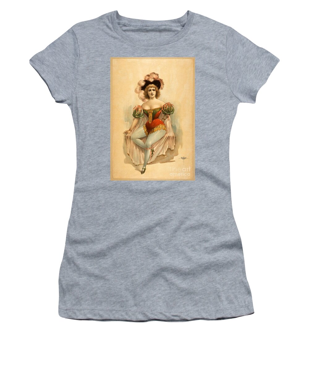 Woman Women's T-Shirt featuring the photograph Woman Wearing Brief Costume Vintage Poster by Carlos Diaz