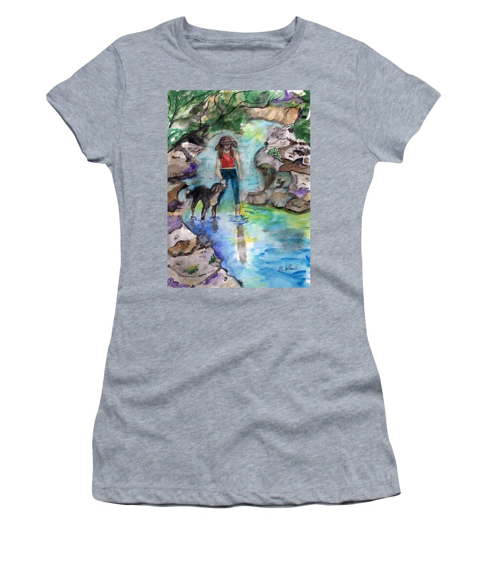 Water Women's T-Shirt featuring the painting Dog Day Afternoon by Genevieve Holland