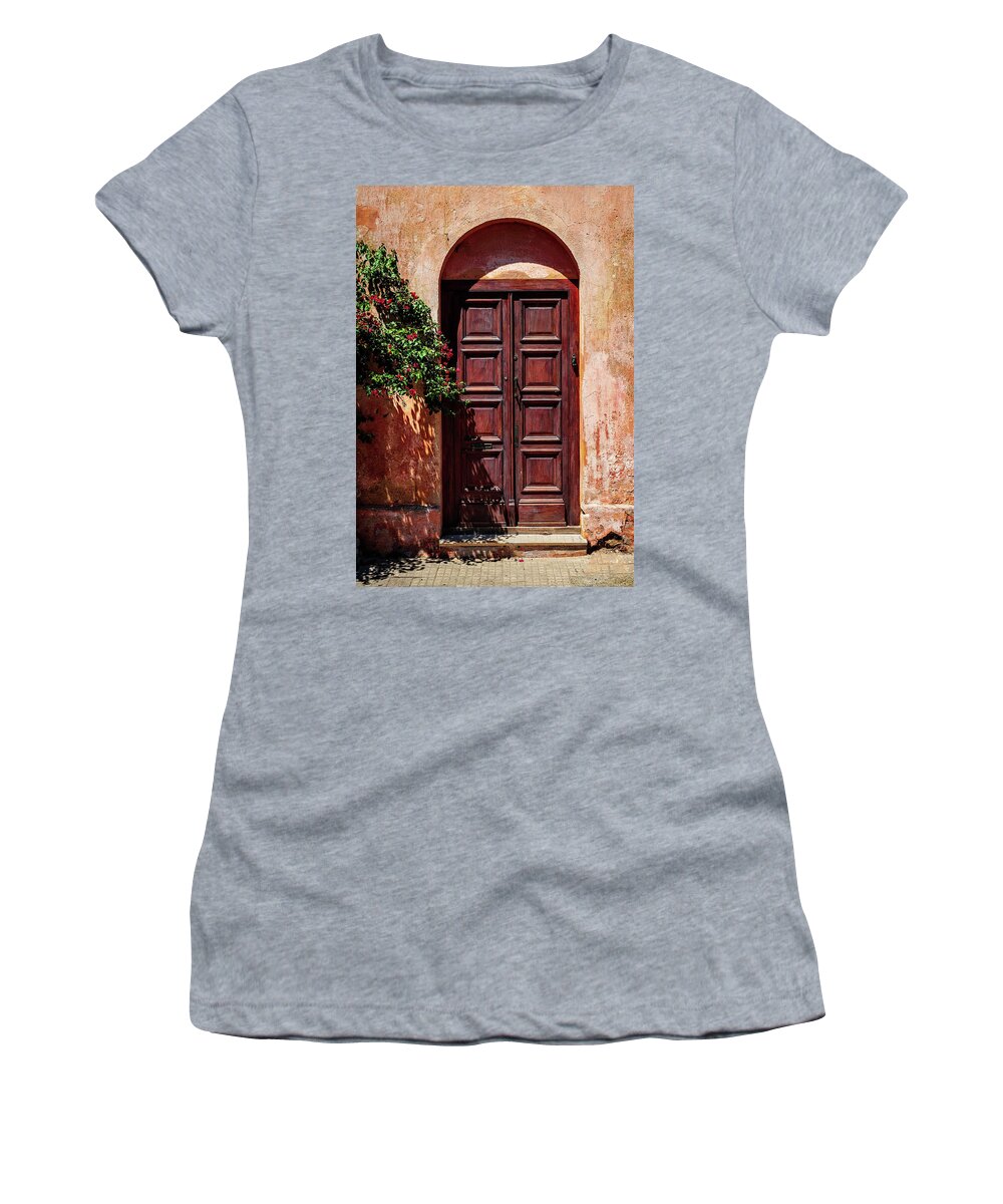 House Women's T-Shirt featuring the photograph Wooden door in historical town of Colonia del Sacramento by Steven Heap