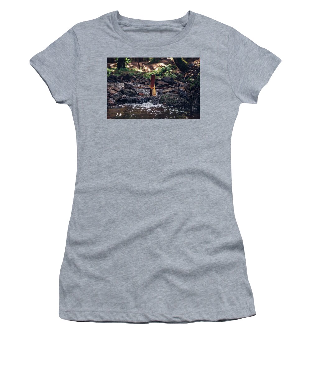 Generate Women's T-Shirt featuring the photograph Wooden mill driven by a river by Vaclav Sonnek